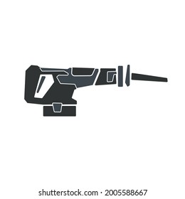 A manual reciprocating saw on a battery. The icon.