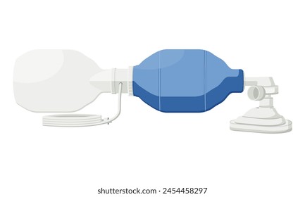 Manual resuscitator Adult, bag valve mask (BVM), Ambu bag, hand-held device used to provide positive pressure ventilation to patients. critical tool in CPR. Flat design.