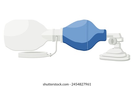 Reanimación manual Neonato, máscara ambú, dispositivo manual utilizado para proporcionar ventilación con presión positiva a los pacientes. Diseño plano.