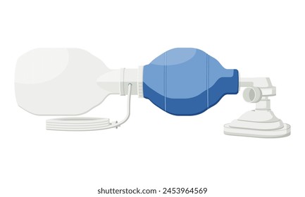 Manual resuscitator Pediatric, bag valve mask (BVM), Ambu bag, hand-held device used to provide positive pressure ventilation to patients. critical tool in CPR. Flat design.