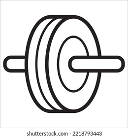 Manual roller wheel with handles for abdominal muscles. Sport vector icon.