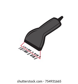 The manual scanner of bar codes in man hand