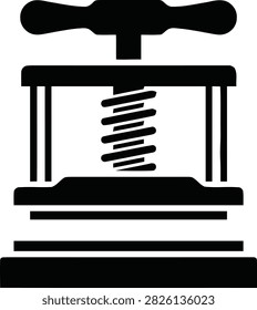 Manual screw press machine icon, representing industrial manufacturing, bookbinding, or mechanical compression.