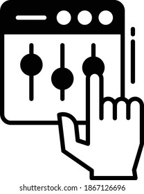 Concepto de configuración manual, diseño de iconos de glifo del panel de control, computación en nube y servicios de alojamiento de Internet Símbolo sobre fondo blanco