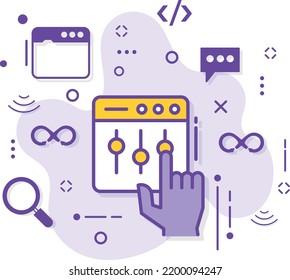 Concepto de configuración manual, opciones del panel de control del sitio web Diseño de iconos vectores, computación en nube y servicios de alojamiento de Internet Símbolo,