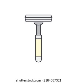 Manual shaving razor blade icon in color, isolated on white background 
