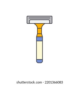 Manual Shaving Razor Blade Icon In Color, Isolated On White Background 