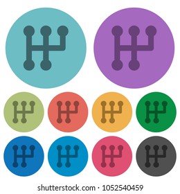 Manual shift darker flat icons on color round background