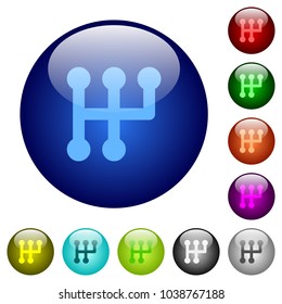 Manual shift icons on round color glass buttons