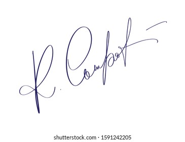 Manual signature for documents on white background. Hand drawn Calligraphy lettering Vector illustration.