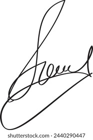 Manual signature for documents on white background. Hand drawn calligraphy lettering vector illustration