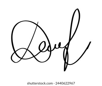Manual signature for documents on white background. Hand drawn calligraphy lettering vector illustration