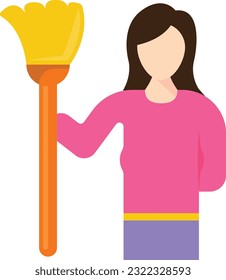 Manual sweeping vector icon design, Housekeeping symbol, Office caretaker sign, porter or cleanser equipment stock illustration, sanitation workers holding Long Handle Broom concept