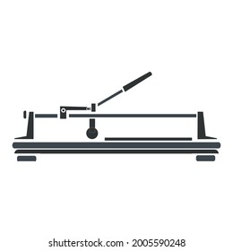 Manual tile cutter, for cutting ceramic tiles. The icon is gray. Side view