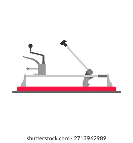 Herramienta manual de corte de baldosas para marcar y romper baldosas de cerámica, Ilustración vectorial de diseño plano. Un equipo manual para cortar baldosas con una hoja de rueda, utilizado en trabajos de construcción y reparación