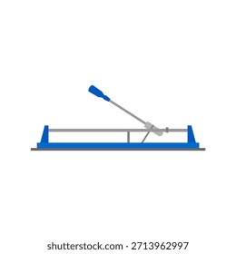 Herramienta manual de corte de baldosas para marcar y romper baldosas de cerámica, Ilustración vectorial de diseño plano. Un equipo manual para cortar baldosas con una hoja de rueda, utilizado en trabajos de construcción y reparación