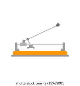 Herramienta manual de corte de baldosas para marcar y romper baldosas de cerámica, Ilustración vectorial de diseño plano. Un equipo manual para cortar baldosas con una hoja de rueda, utilizado en trabajos de construcción y reparación