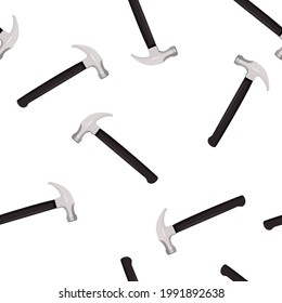 The manual tool a hammer and fixing nails background. Simple vector seamless pattern.