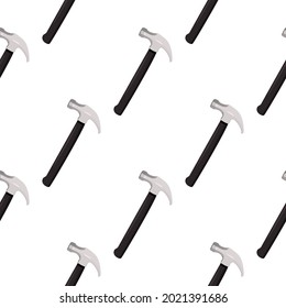 The manual tool a hammer and fixing nails background. Simple vector seamless pattern.