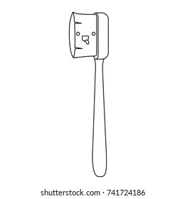 manual toothbrush female kawaii monochrome silhouette vector illustration