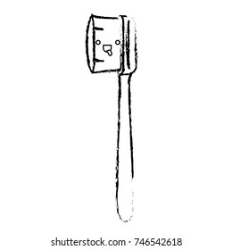 manual toothbrush female kawaii in monochrome blurred silhouette vector illustration