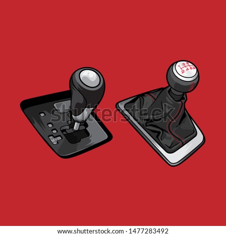 manual transmission and automatic transmission gear shifter. 