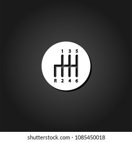 Manual Transmission icon flat. Simple White pictogram on black background with shadow. Vector illustration symbol
