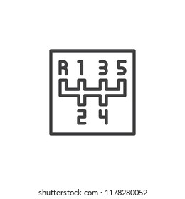 Manual Transmission outline icon. linear style sign for mobile concept and web design. Car transmission simple line vector icon. Symbol, logo illustration. Pixel perfect vector graphics
