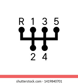 Manual transmission vector icon, gearbox symbol. Simple, flat design for web or mobile app