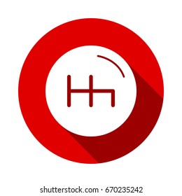 Manual transmission vector icon isolated on red background with long shadow. flat icon