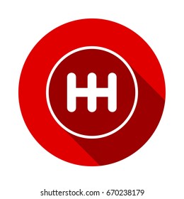 Manual transmission vector icon isolated on red background with long shadow. flat icon