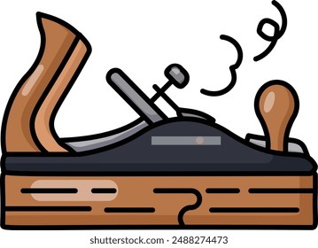 Manual Trimming Tool for Wooden Plank concept, Woodworking Planer Sliding Blade vector outline design, timber and lumber Symbol, forest Deforestation products Sign,mill yard saw works illustration