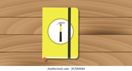 Manual User Guide Book Yellow Hammer Icon Flat