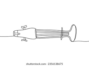 Manual vacuum aspirator for safe abortion. Medical instrument. One line drawing for different uses. Vector illustration.