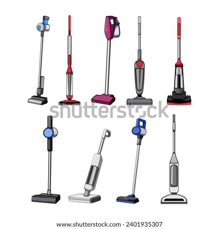 manual vacuum cleaner set cartoon. housework hand, modern service, clean woman manual vacuum cleaner sign. isolated symbol vector illustration
