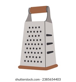 Manual vegetable grater with wooden handle. Kitchen accessories. Vector flat illustration