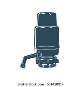 Manual water pump isolated on white background, monochrome style, vector