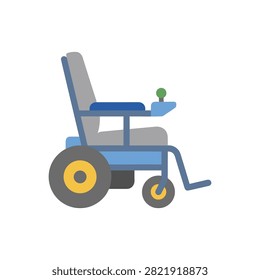 Manual Wheelchair Side View Flat Icon for Disability Accessibility and Patient Mobility