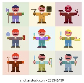 Manual workers icon set