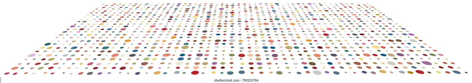 Manually drawn dots, rotated and distorted to express depth