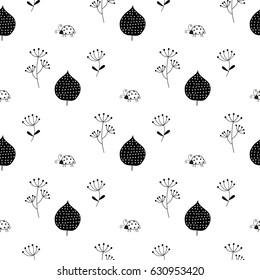 Manually drawn floral seamless pattern.Graphic background design. Template for prints, textiles, wrapping, wallpaper, website Vector illustration