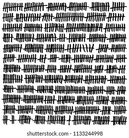 Manually drawn short marker bars crossed and connected, modern simplistic texture