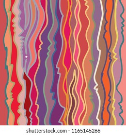 Manually drawn vertical marker marks turned into creative, colorful simplistic pattern