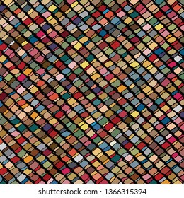 Manually drawn wire fence pattern doubled, with the gaps random colored