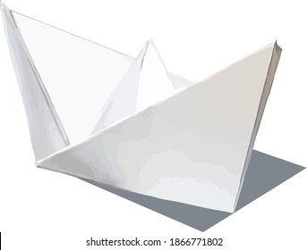 Manually folded origami paper boat reproduction