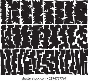 Manually generated monochrome, simplistic pattern, stacked close, to create modern, rustic texture