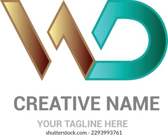 Manually letter W and letter D logo design vector file for company business.