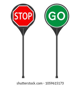 Manually Operated Temporary STOP And GO Signs, Vector Design