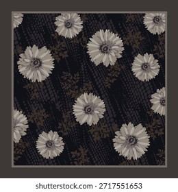 design de cachecol manual com bela imagem padrão de flores margaridas