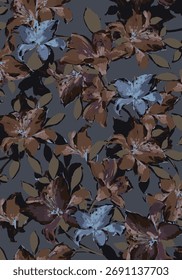 design têxtil manual com bela imagem padrão de flores abstratas